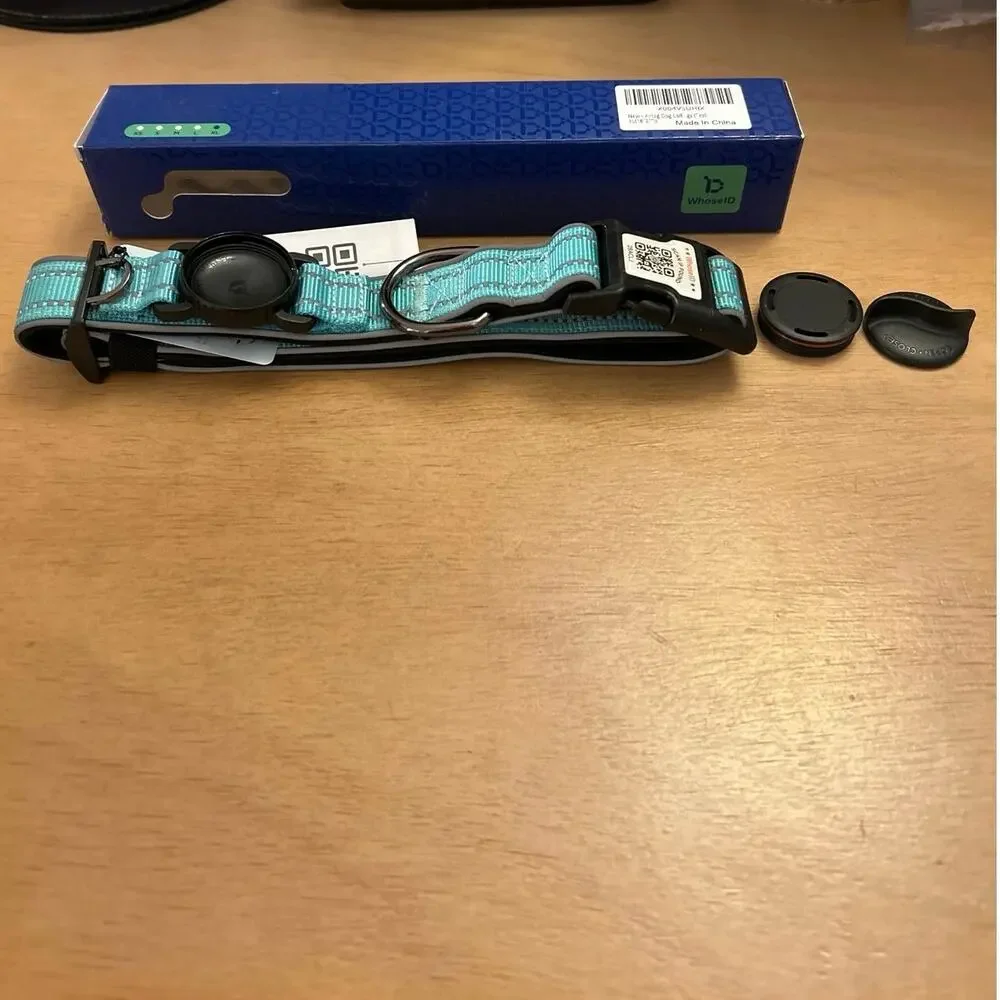 New WhoseID Anti-Lost AirTag Pet Dog Collar For Apple Phone teal Size XL